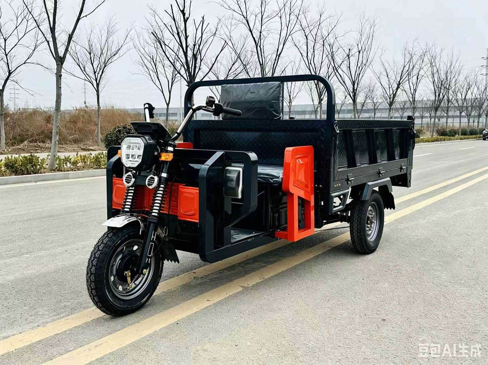 Orange dump tricycle